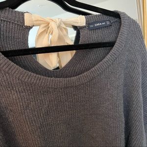 ZARA Knit Grey Sweater Tie-Back - Super Soft